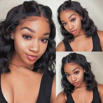 Ali Annabelle Body Wave T Part Short Bob Wig Lace Front Human Hair Wigs For Women 12A Grade